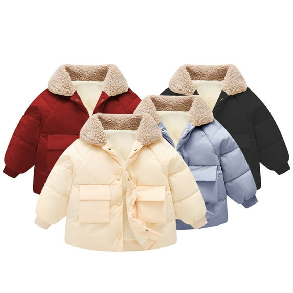 Godderr Kids Baby Boys Girls Winter Coat Hooded Fleece Jacket Toddler Thicken Warm Winter Coat Padded Snow Outerwear for 1-6Y