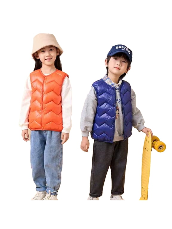 Boys Girls Winter Vest Jacket for Baby Kids,Fall Winter Padded Outerwear Warm Waistcoat Down Sleeveless Coats for 2-10 Years