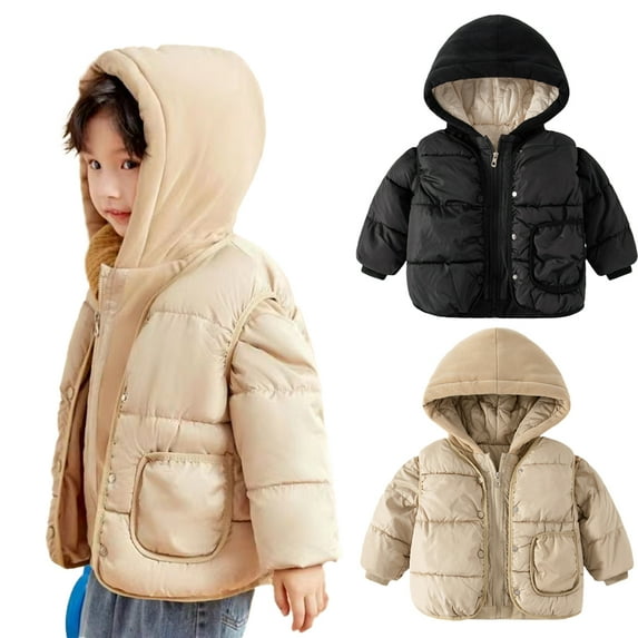Godderr Boys Two-Piece Set Wide Shoulder Vest Jacket for 2Y-10Y Baby Toddler,Boys Buttons Zipper Down Coats,Printing Winter Coats Jacket,Long Sleeve Short Down Jacket Coats