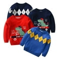 thumbnail image 1 of Godderr Boys Warm Knit Sweaters for Kids Toddle, 2-8Y Baby Knitted Cartoon Sweaters Winter Dinosaur Sweatshirts Tops Pullover, 1 of 4