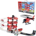 thumbnail image 1 of Godderr Child Alloy Model Fire Truck Police Car Four Layers Assembled Simulation Parking Lot Track Car Educational Toy, 1 of 3