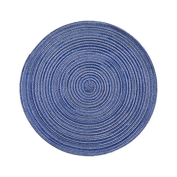 Godderr Cotton Yarn Placemat, Round Woven Insulated Placemat, Vintage Color, Home Placemat Blue 14.2in