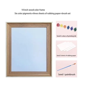 Godderr DIY Couple Handprint Colorful Commemorative Photo Frame Hand-Printed Wooden Pendulum 10x10in