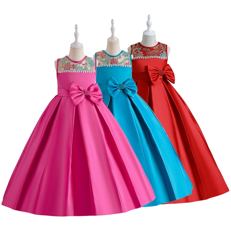 Godderr Flower Girl Dress Kids Bow Tie Wedding Dresses Tulle Toddler Pageant Dresses Birthday Outfit Party Gown for 4 12 Years Old