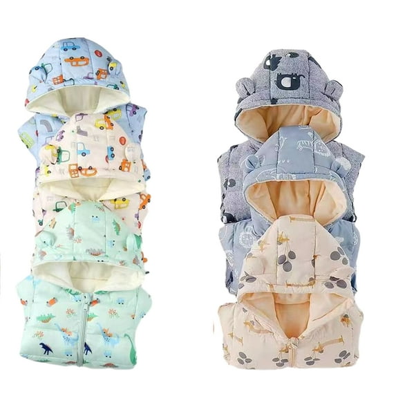 Godderr Girls Boys Cartoon Cotton Coats for Toddler Baby 1-7Y Winter Fall Fleece Down Outwears with Bear Ears Hodded Thicked Jackets