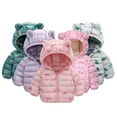 thumbnail image 1 of Godderr Girls Boys Printed Down Coats Jackets Fall Winter Cartoon Down Outwears Lightweight Short Fleece Down Jackets with Bear Ears and zipper for 9M-5Y Baby Toddler Infant, 1 of 7