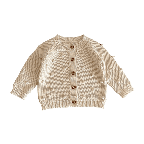 Godderr Girls Handmade Balls Cardigan Sweaters for Newborn Baby Solid Color Cotton Crewneck Knitting Tops Fall Winter Coat Outwear Jacket for 1-24M