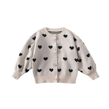 Godderr Girls Love Cardigan Sweaters for Baby Kids 12M-7Y Button Knit Tops Warm Autumn Long Sleeve Casual Sweaters