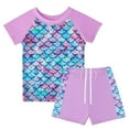 thumbnail image 1 of Godderr Girls Rash Guard 2-Piece Swimwear Fish Scale Pattern Swimwear Upf 50+ Uv for 4-12Y, 1 of 6