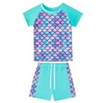 thumbnail image 1 of Godderr Girls Rash Guard 2-Piece Swimwear Fish Scale Pattern Swimwear Upf 50+ Uv for 4-12Y, 1 of 6