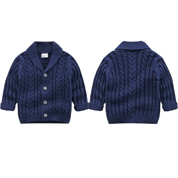 Godderr Infant Baby Boys Knitted Cardigan Sweater Fall Spring Knit Sweater Knitwear Lapel Crochet Jackets Solid Color Outwears Coats with Buttons for 6M-3Y