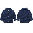 thumbnail image 1 of Godderr Infant Baby Boys Knitted Cardigan Sweater Fall Spring Knit Sweater Knitwear Lapel Crochet Jackets Solid Color Outwears Coats with Buttons for 6M-3Y, 1 of 7