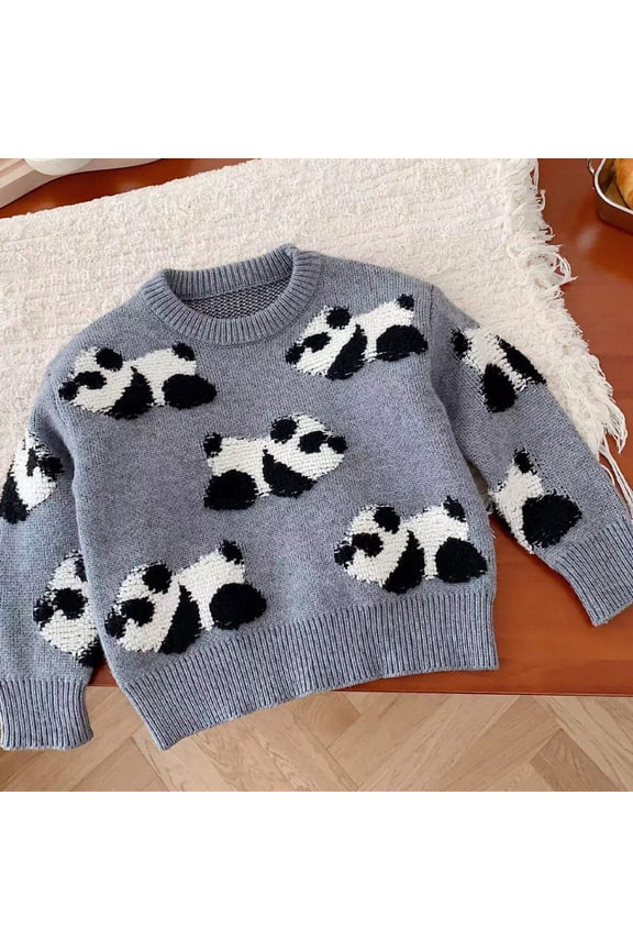 Infant Baby Girl Boy Panda Sweater Newborn Warm Autumn Pullover Knitwear Jumper Cute Knit Sweater Skin-Frinedly Bottoming Tops for 0-24M