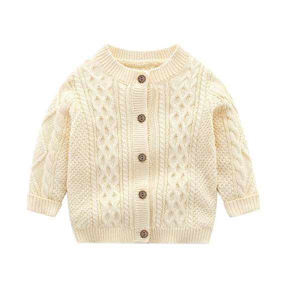 Godderr Infant Baby Twisted Knit Sweater Knitwear 3M-2Y Fall Winter Cardigan Sweater Knitted Solid Color Jackets Coats with Buttons for Boys