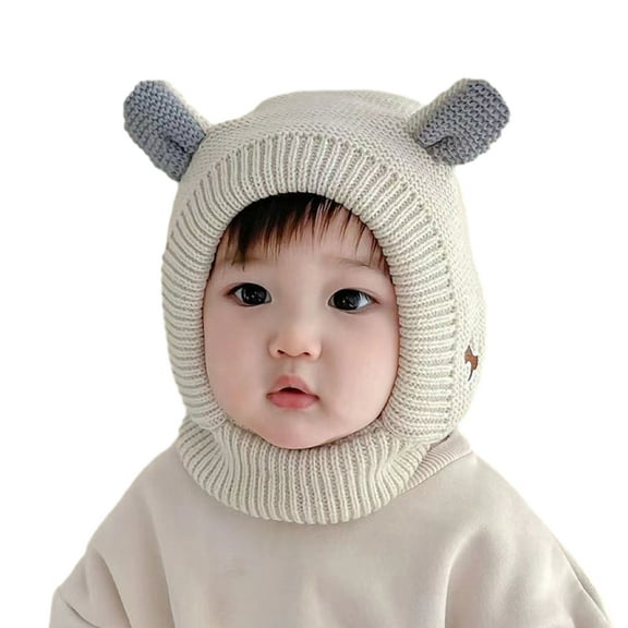Godderr Infant Toddlers Winter Hat Woolen Knit Cap for Girls Boys, 8M-3Y Ear Protectors, Warm Snow Cap Baby Fleece Woolen Winter Hat