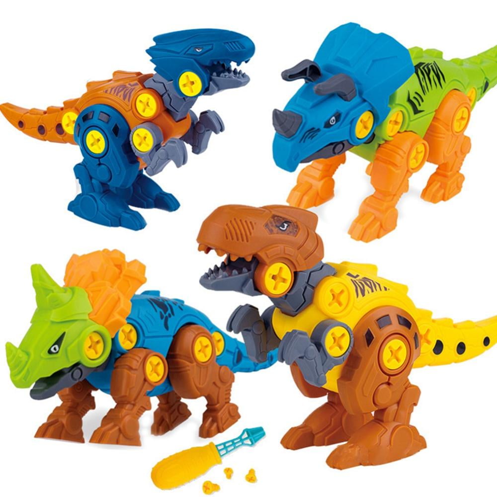 Godderr Kids 4Pcs Dinosaur Building Block Toys ,Assemble Dinosaur Building Block Set for 6-7Y Boys Girls