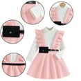 thumbnail image 1 of Godderr Kids Baby 2Pcs T-Shirt Dress Outfits for Girls Toddler Spring Autumn Long Sleeve Tops T-Shirt+ Ruffle Suspender Dress Clothes Set for 4-7Y, 1 of 8