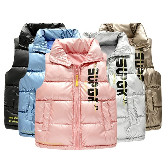 Godderr Boys Girls Winter Puffer Down Vest Coat for Kids Toddler,2-8Y Baby Winter Thick Waistcoat Warm Outwear Fleece Lined Sleeveless Jacket With Pocket