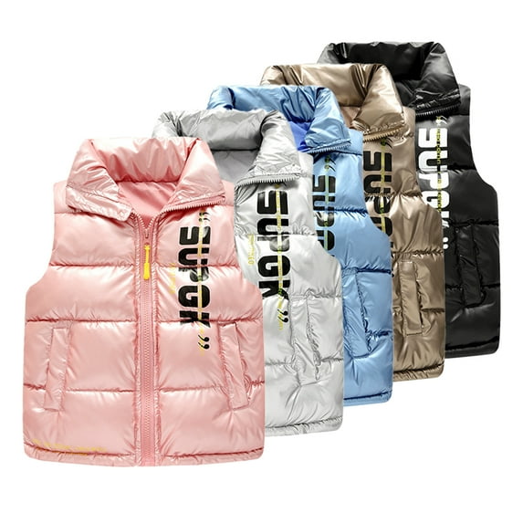 Godderr Kids Baby Boys Girls Warm Down Vest Jacket Toddler Thickened Standing Collar Warm Sleeveless Jacket,Boys Girls Puffer Down Waistcoat for 2-8Y