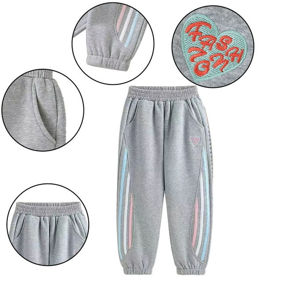 Godderr Kids Baby Fleece Sweat Pants for Girls,Toddler Spring Fall Winter Active Jogger Pants Youth Girls Fall Winter Sweatpants With Pocket (Age 4-14 Years)