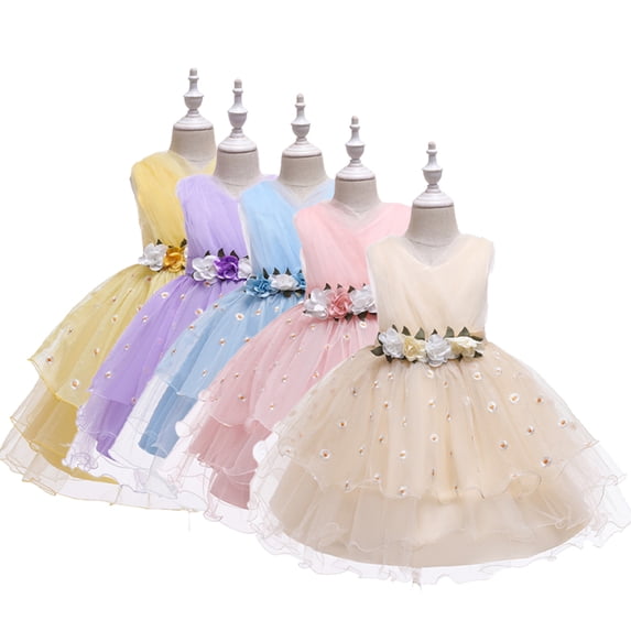 Godderr Kids Baby Girls Princess Dresses Flower Girl Dress Sequin Tutu Tulle Princess Wedding Bridesmaid Birthday Party Pageant Dress Wedding Dress Evening Dress 2-10T
