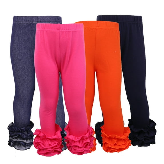 Godderr Kids Baby Girls Ruffles Leggings Solid Color Lacework Long Pants Spring Fall Fashion Pencil Trousers 1-8 Years Girls Cotton Bottoming