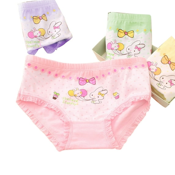 Godderr Kids Baby Girls Soft Cotton Underwear Toddler Baby Cool Breathable Comfort Panty Briefs Toddler Undiesfor 2-12Y (Pack of 4)