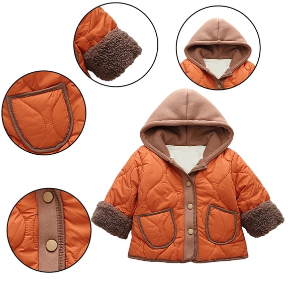 Godderr Kids Baby Newborn Winter Coat for Toddler Boys Girls hooded Puffer Jacket Cotton Jacket Padded Warm Outerwear for 9M-7Y