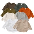 thumbnail image 1 of Godderr Kids Baby Round Neck T-Shirts Infant Short/Long Sleeve Tees Unisex Toddler Solid Color Undershirt Baby Shirt for Boys Girls 1-6Y, 1 of 8