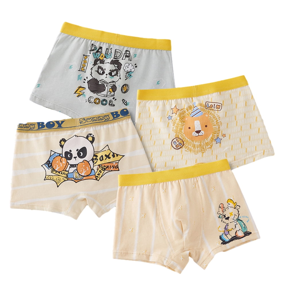 Godderr Kids Boys Boxer Briefs Underwear 4Pcs Big Little Boys Underpants  Cotton Brief Soft Youth Underwear for 3-18Y 