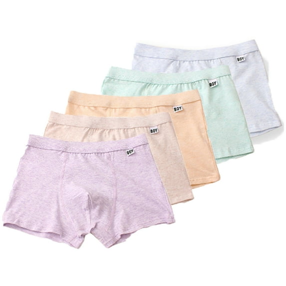 Godderr Kids Boys Boxer Briefs Underwear 5Pcs Toddler Cotton Boxers Underwear 3-15Y Youth Boys Solid Color Shorts Underpants