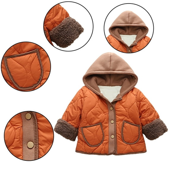 Godderr Kids Boys Girls Hooded Warm Coat for Toddler Baby Newborn Warm Winter Jacket Padded Cotton Jacket Thickened Tops for 9M-7Y