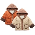 thumbnail image 1 of Godderr Kids Boys Girls Hooded Warm Coat for Toddler Baby Newborn Warm Winter Jacket Padded Cotton Jacket Thickened Tops for 9M-7Y, 1 of 5