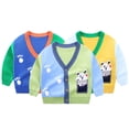 thumbnail image 1 of Godderr Kids Boys Knit Sweater Coat Baby Toddler Cardigan Sweater Casual Long Sleeve Cartoon Cardigan for 1-7Y, 1 of 5