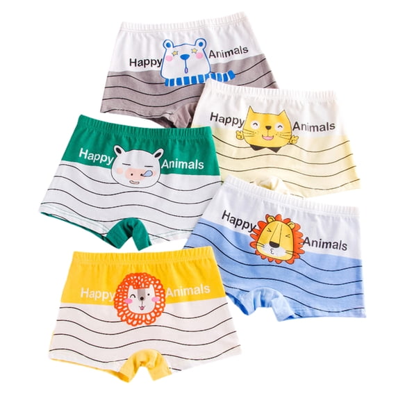 Godderr Kids Boys Soft Cotton Boxer Briefs 4PCS Toddler Waistband Underwear Cartoon Printed Boxer Briefs Shorts