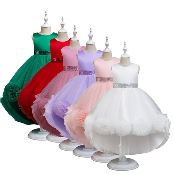 Godderr Kids Dress Princess Dress 3-10Y Toddler Flower Fluffy Dress Sleeveless Piano Performance Dress Party Gown Birthday Dress Photography Prop Special Occasion Dress