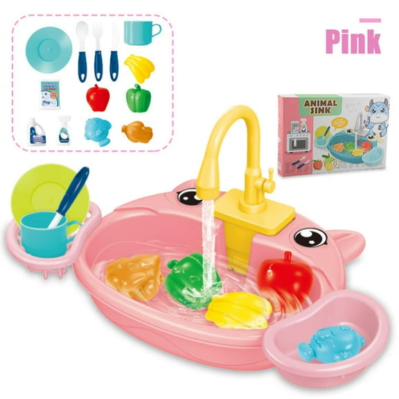 Godderr Kids Frog Kitchen Sink Toy, Water Toys for Kids with Electronic Dishwasher Boys Girls Toys