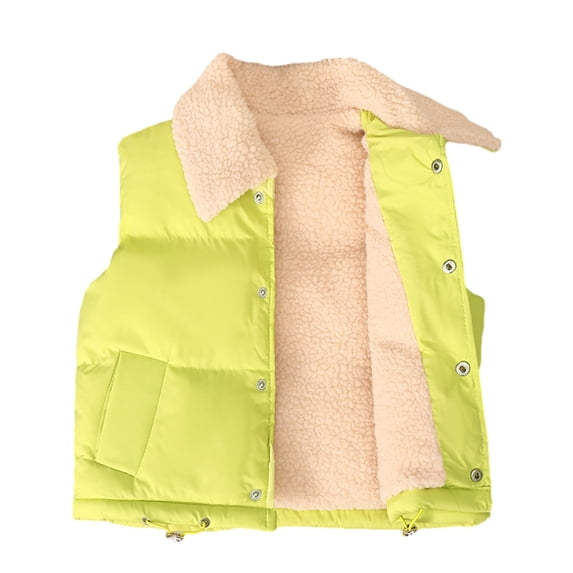 Godderr Kids Girls Boys Cotton Jacket Sleeveless Lape Vest 1-10Y Waist Vest Fleece Vest Fall Winter Outerwear Warm Lapel Coats Zipper up Jacket with Button for Baby Toddler Kids