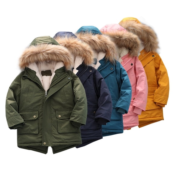 Godderr Kids Girls Boys Winter Jacket Hooded Snowsuit Coat Windproof Outerwear for Baby Toddler Warm Down Jacket Outerwear Padded Thickened Warm Leisure Coat for 2-8Y
