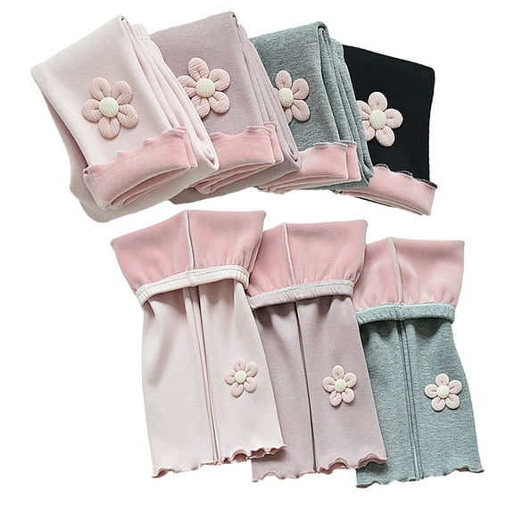 Godderr Kids Girls Fleece Lined Leggings,1-7Y Baby Uniform Pants Thick Winter Warm Undershirt Baby 9-Point Fleece Bottom Pants