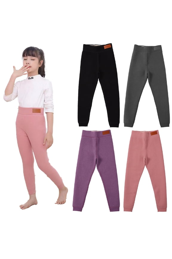 Kids Girls Fleece Lined Leggings, Toddler Baby Girls High Waisted Warm Thick Stretch Pants Girls Winter Winter Tights Big Girls Snow Pants,Sizes 2-14T