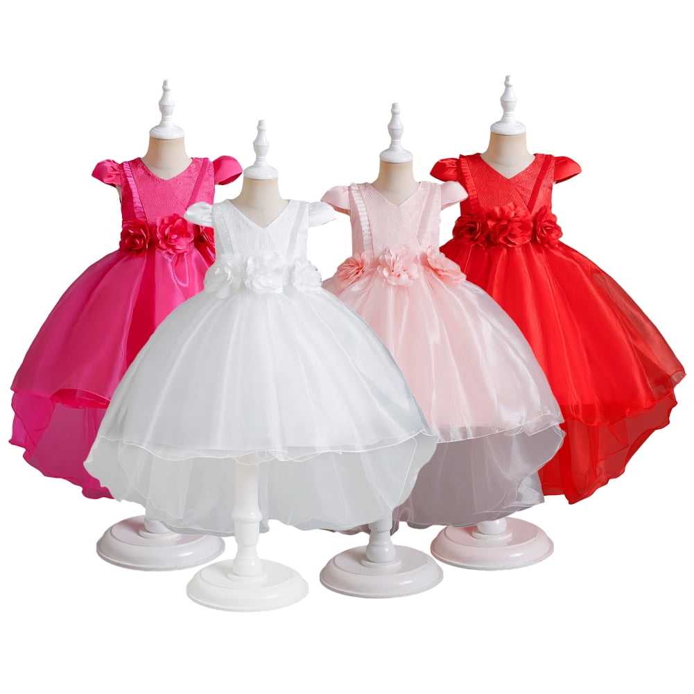 Wedding Flowers Gowns Pageant Dress Flower Princess Dress Princess Baby Girl Satin