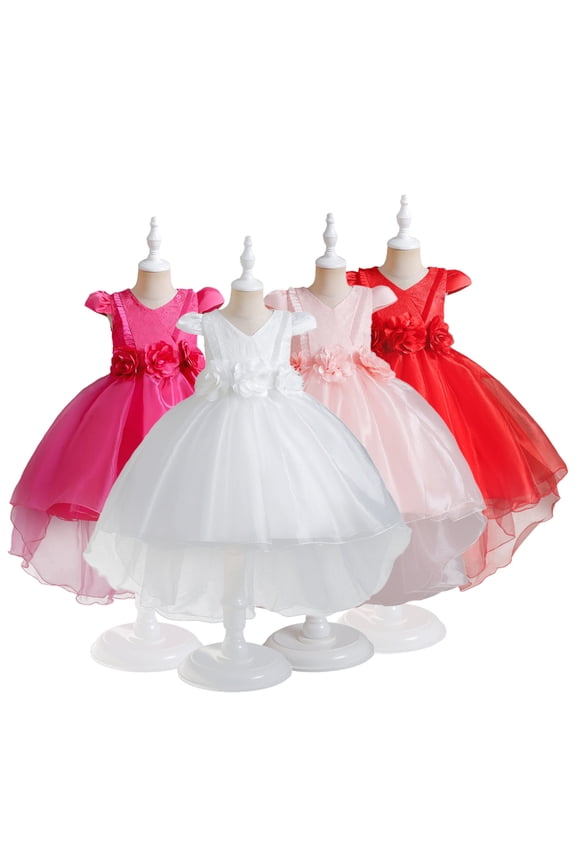 Kids Girls Princess Dress,Little Girls Party Wedding Formal Dress,Flower Tail Dress Dress,Toddler Teen Girl Dress Performance Host Dress Flower Girls Dress Dresses for Girls for 4-12Y