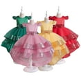thumbnail image 1 of Godderr Kids Girls Princess Dress Toddlers Flower Princess Dress Little Big Girls Birthday Outfit Flower Girl Dress Baby Bridesmaid Wedding Pageant Party Princess Wedding Dress for 4-12Y, 1 of 8
