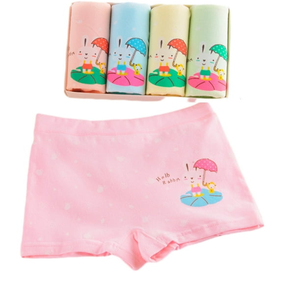 Godderr Kids Girls Soft Cotton Underwear for 4PCS Toddler Underwear Classic Comfortable Breathable Colour Mix Match Cartoon Underwear for 2-12Y