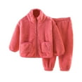 thumbnail image 1 of Godderr Kids Girls Toddler 2pcs Winter Fleece Pajamas Pj Set Warm Winter Fall Sleepwear Soft Tops Pants Kids Loungewear, 1 of 6