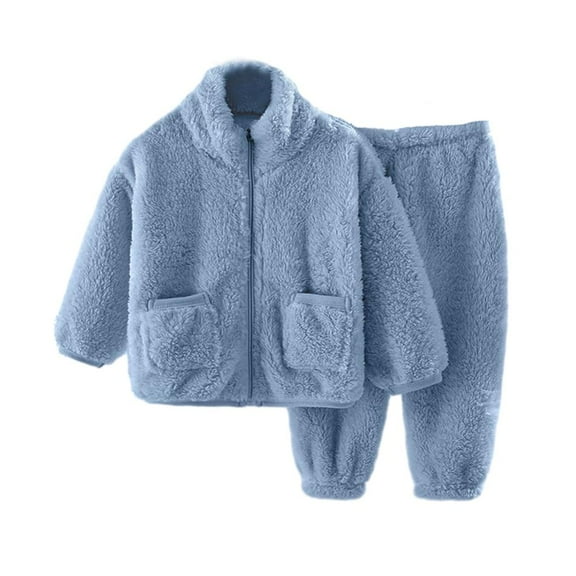 Godderr Kids Girls Toddler 2pcs Winter Fleece Pajamas Pj Set Warm Winter Fall Sleepwear Soft Tops Pants Kids Loungewear