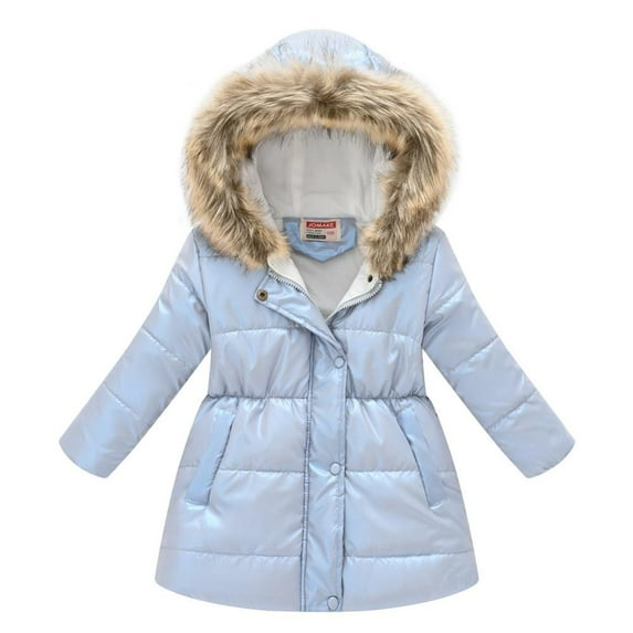 Godderr Kids Girls Winter Down Hoodie Jacket Coat down Snowsuit Zip up Hoodie Snowsuit Outerwear Waist retraction Solid Color Autumn Winter Outerwear