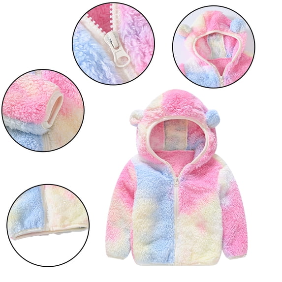 Godderr Kids Infant Toddler Hooded Fleece Jackets Coats for Girls Boys 9M-5Y Cartoon Fall Winter Outwears with Bear Ears Laest Thick Jackets