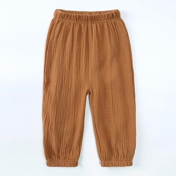 Godderr Kids Leggings, Baby Cotton Linen Elastic Long Pants Toddler Boy Girls Pants Casual Pants